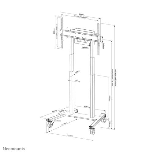 Neomounts stort motoriseret gulvstativ til 100 tommer FL55-875WH1