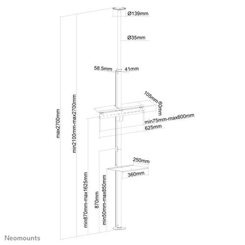 Neomounts FPMA-CF200 sølv gulv-til-loft beslag