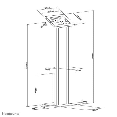 Neomounts tablet-gulvstativ 9,7 til 11 tommer Hvid FL15-750WH1