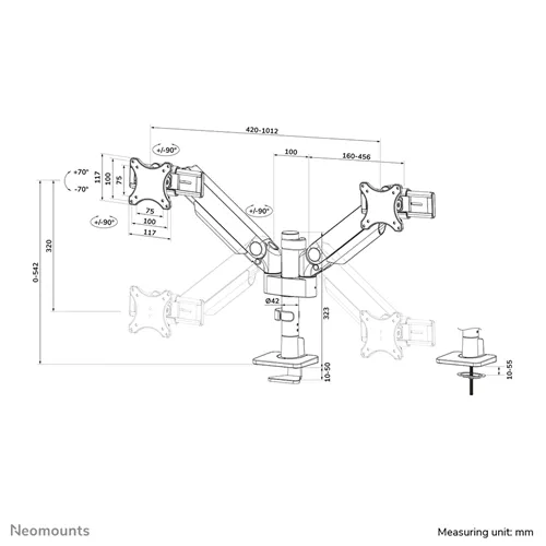 Neomounts DS65S-950BL2 Fuldt bevægelig monitorarm – Fleksibel skærmholder | 24-34 tommer |