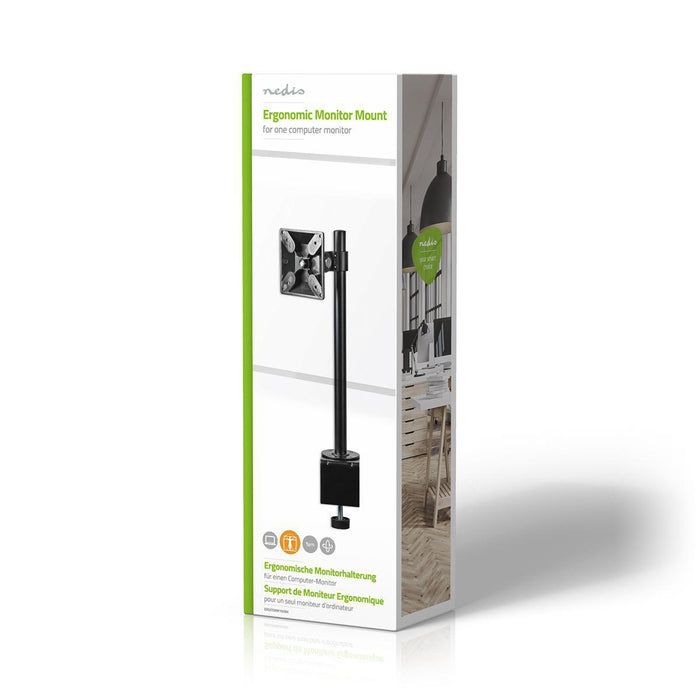 Ergonomisk Monitorarm | Én Monitorarm | Drej- og Vipbar | Sort
