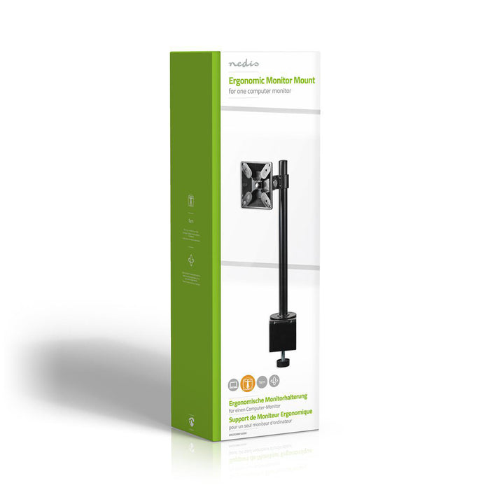 Ergonomisk Monitorarm | Én Monitorarm | Drej- og Vipbar | Sort