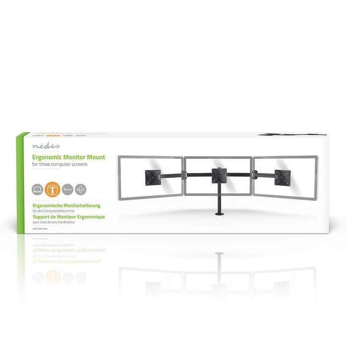Ergonomisk Monitorarm | Tre Monitorarme | Drej- og Vipbar | Sort