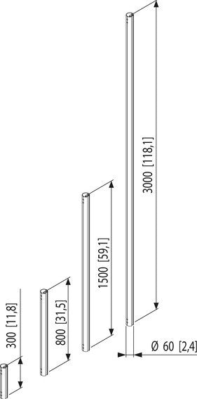 Vogel's loftsrør 150 cm sort