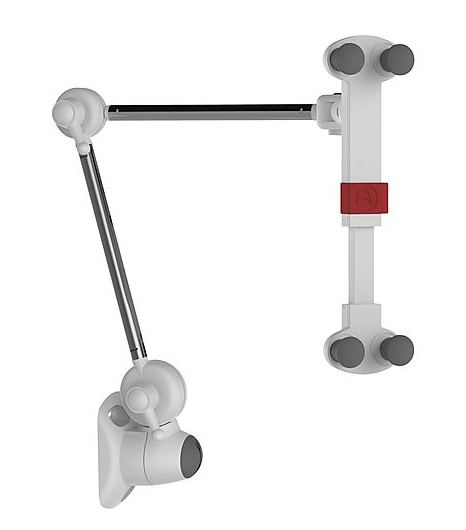 Fleksibel tablet-holder til væg- og stangmontering. Egnet til iPad, e-læsere og tablets.