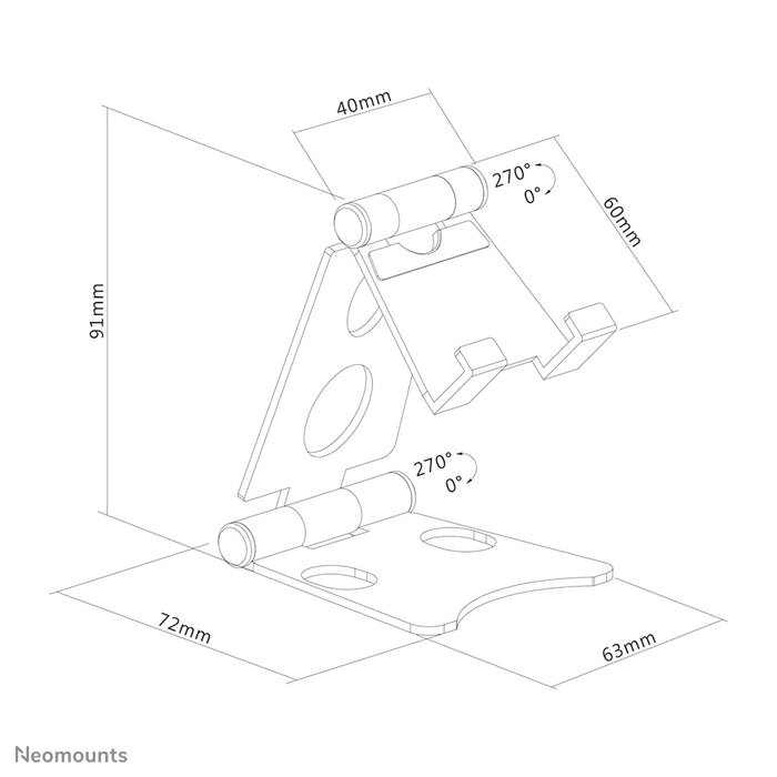 Neomounts universel foldbar telefonholder - Sølv