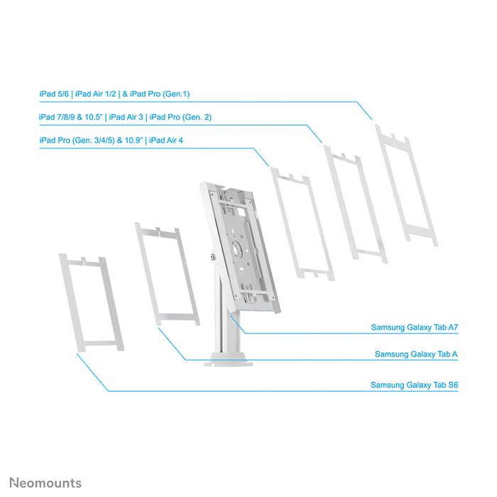 Neomounts DS15-640WH1 roterbar bordplade tablet-holder til 9,7-11 tommer tablets - Hvid