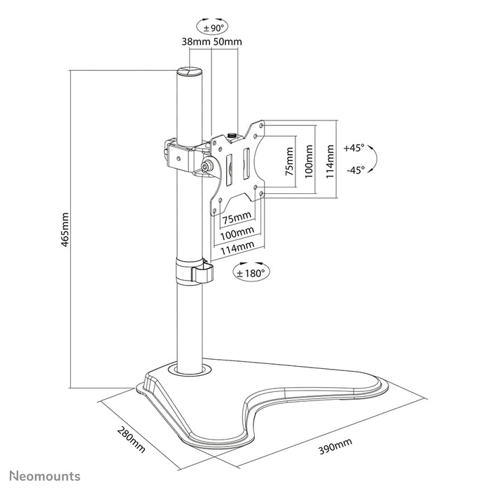 Neomounts FPMA-D550S sort full motion bordstand til flatscreens op til 32 tommer, højdejusterbar - Sort