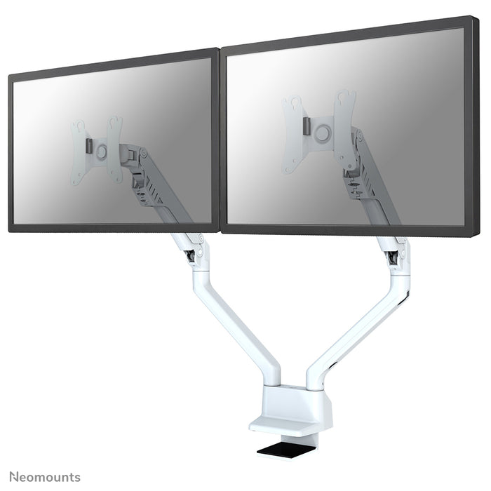 Neomounts FPMA-D750D hvid er en skrivebordsarm med gasfjeder til fladskærme op til 32 tommer (81 cm).
