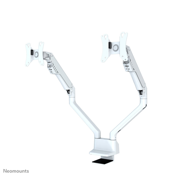 Neomounts FPMA-D750D hvid er en skrivebordsarm med gasfjeder til fladskærme op til 32 tommer (81 cm).