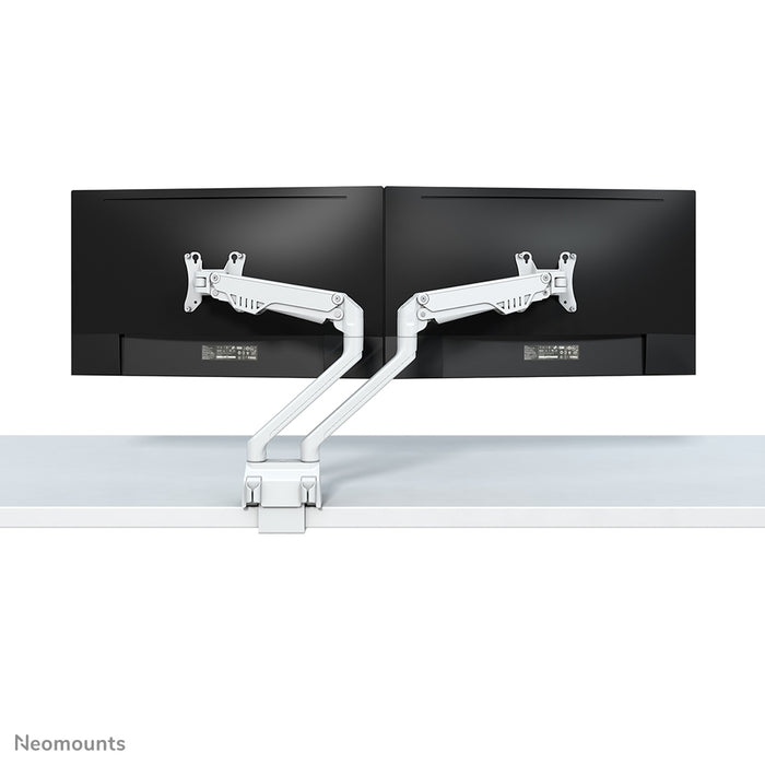 Neomounts FPMA-D750D hvid er en skrivebordsarm med gasfjeder til fladskærme op til 32 tommer (81 cm).
