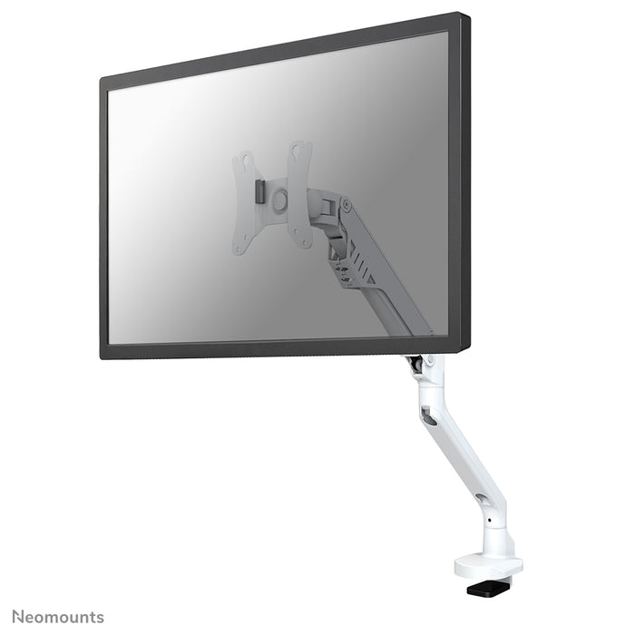 Neomounts FPMA-D750 hvid er en skrivebordsarm med gasfjeder til fladskærme op til 32 tommer (81 cm).