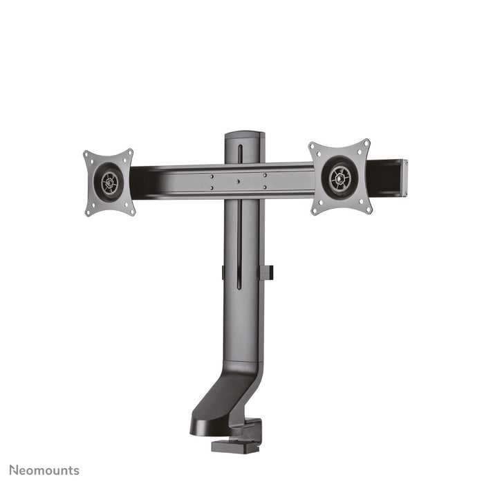 Neomounts FPMA-D860D sort er en bordbeslag til to fladskærme op til 27 tommer (69 cm).