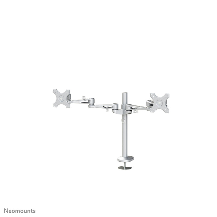 Neomounts FPMA-D935DG er en skrivebordsarm til 2 fladskærme op til 27 tommer (69 cm).
