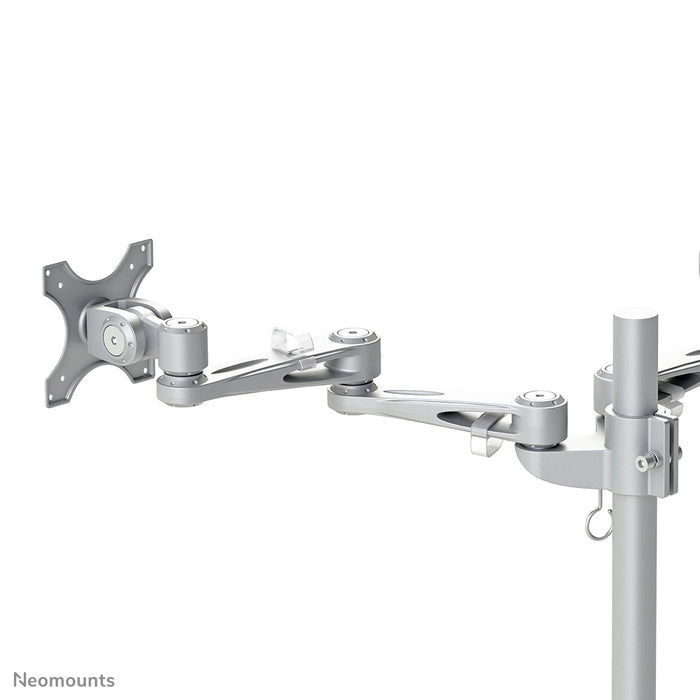 Neomounts FPMA-D935DG er en skrivebordsarm til 2 fladskærme op til 27 tommer (69 cm).