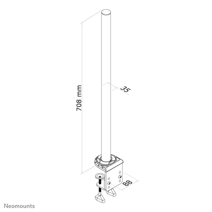 Neomounts FPMA-D935POLE er en 70 cm høj stolpe til skrivebordsarmene Neomounts FPMA-D935 & Neomounts FPMA-D935D.