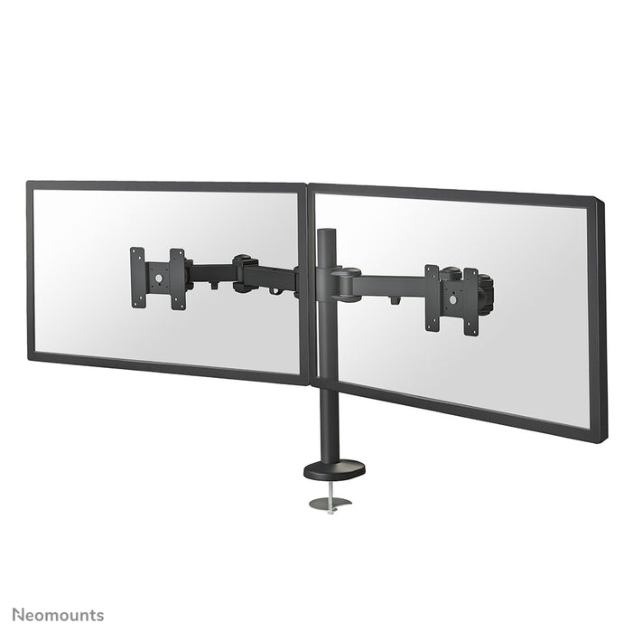 Neomounts FPMA-D960DG er en skrivebordsarm til 2 fladskærme op til 27 tommer (69 cm).