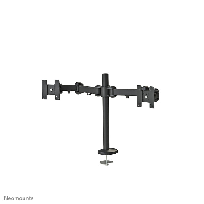 Neomounts FPMA-D960DG er en skrivebordsarm til 2 fladskærme op til 27 tommer (69 cm).