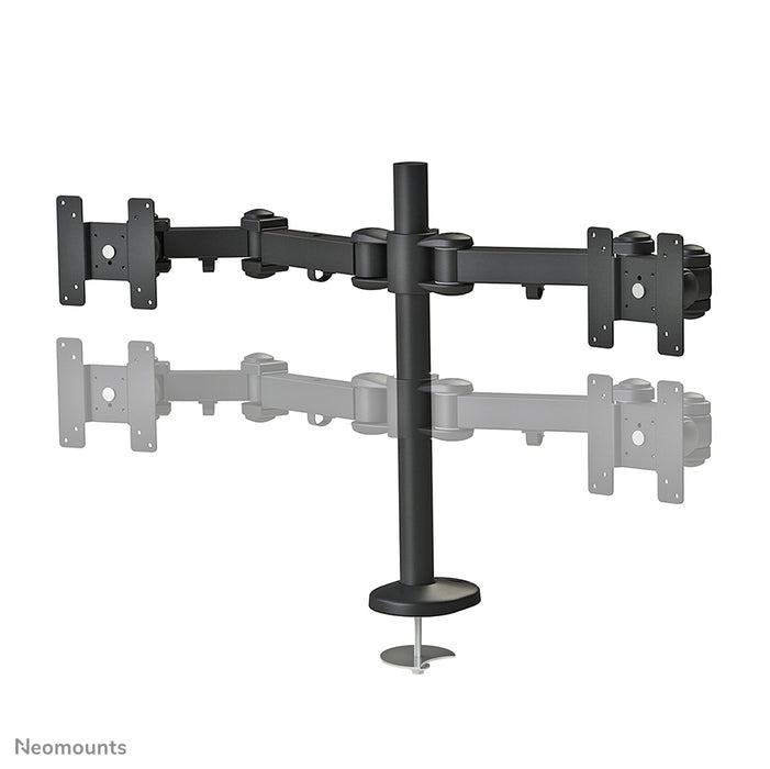 Neomounts FPMA-D960DG er en skrivebordsarm til 2 fladskærme op til 27 tommer (69 cm).