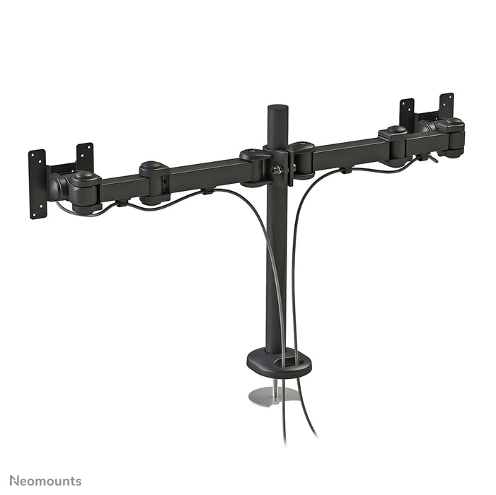 Neomounts FPMA-D960DG er en skrivebordsarm til 2 fladskærme op til 27 tommer (69 cm).
