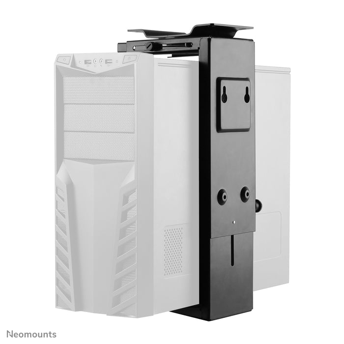 Neomounts NM-CPU100 sort er en holder, som du kan fastgøre en PC eller thin client til skrivebordet med.