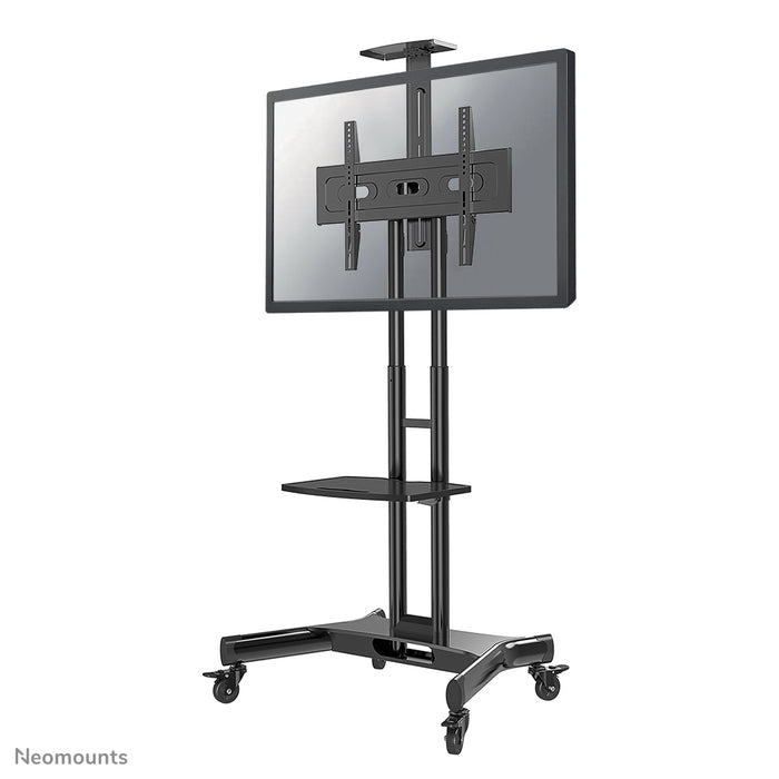 Neomounts NM-M1700 sort er et mobilt møbel til fladskærme op til 75 tommer (191 cm). Inkluderer laptop-plateau - Sort