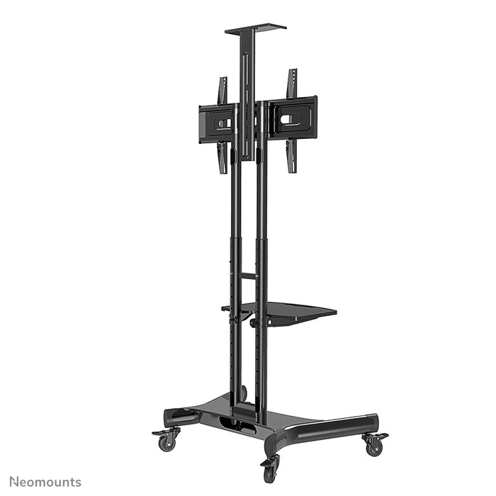 Neomounts NM-M1700 sort er et mobilt møbel til fladskærme op til 75 tommer (191 cm). Inkluderer laptop-plateau - Sort