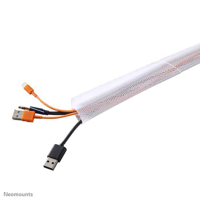 Neomounts NS-CS200 hvid er en fleksibel kabelstrømpe (Længde: 200 cm, Bredde 8,5 cm) - Hvid