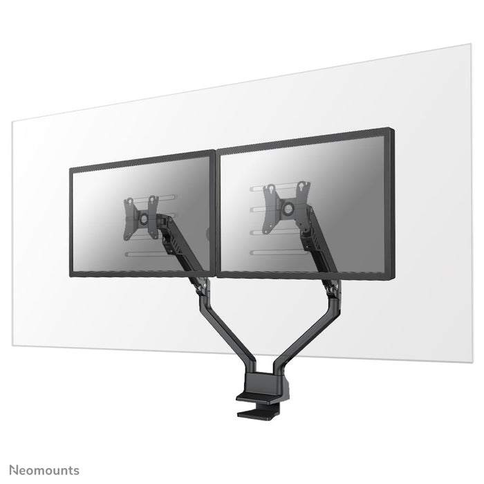 Neomounts NS-PLXPROTECT2 er en transparent skærm til 2 fladskærme og giver afstandsbeskyttelse på arbejdspladsen - Transparent akryl, 100% genanvendeligt | PLXPROTECT er registreret som EU-designpatent |