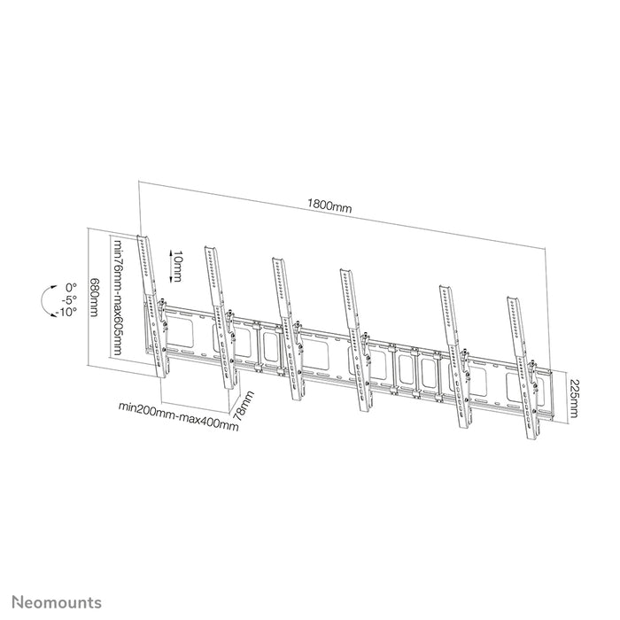 Neomounts NS-WMB300P sort er en vægmonteret menu board-holder til lodret montering af skærme op til 52 tommer (132 cm).