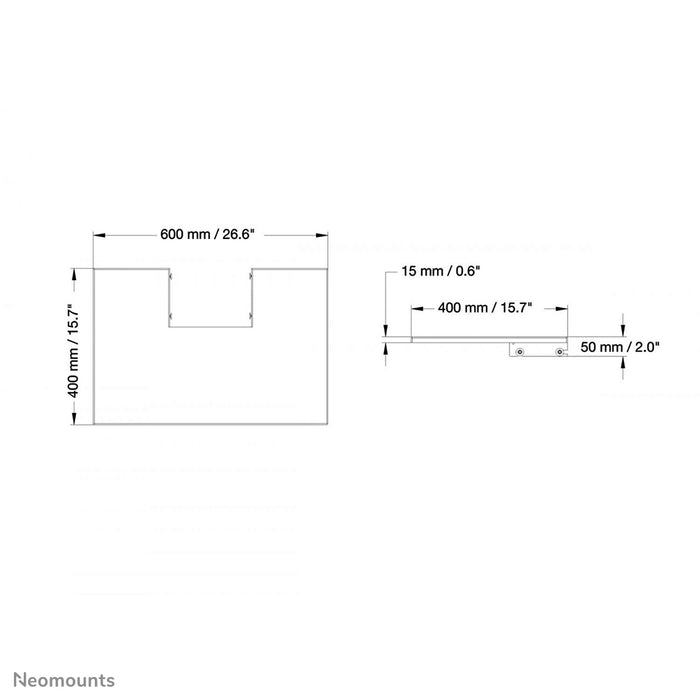 Neomounts AV-holder PLASMA-M2500LAPSHELF er en universalholder til placering af AV-udstyr på en 2500-serie.