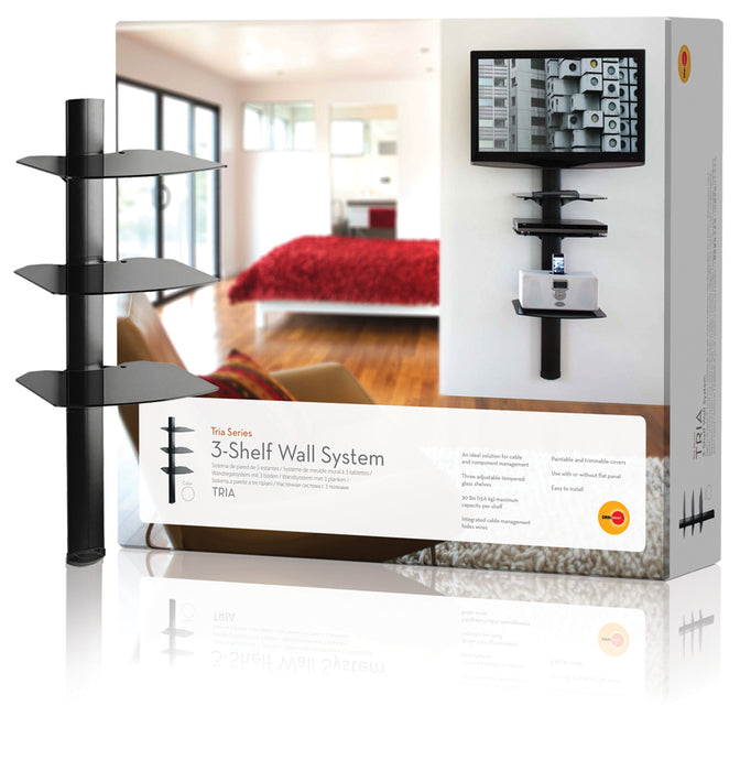 A/V hylde sort med 3 plader