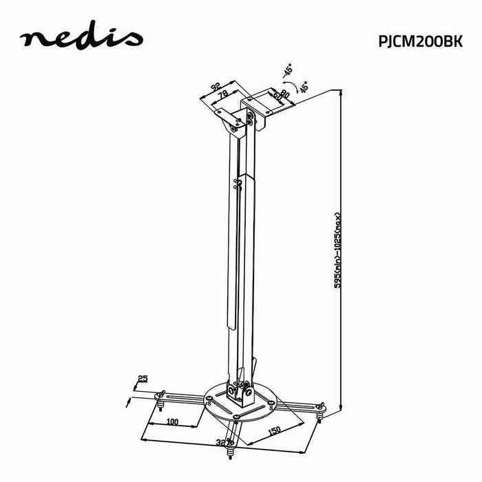 Loftbeslag til projektor | 360° drejelig | maks. 10 kg | afstand til væg 550 - 1000 mm | sort