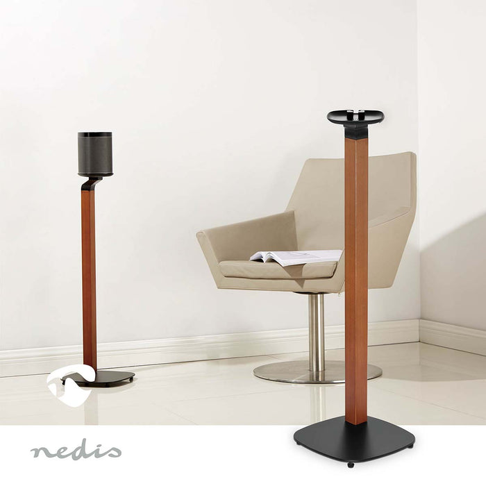 Skandinavisk design højttalerbeslag til Sonos One, One SL & PLAY:1 – Træ/metal stander med kabelstyring og vibrationsdæmpning.
