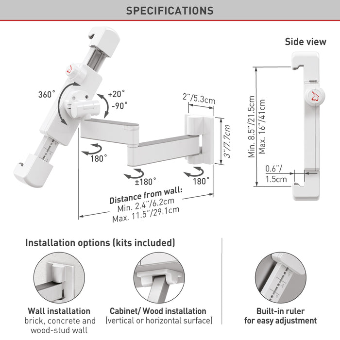 Barkan Mounts Full-Motion Tabletholder 7 til 14 tommer |Universel