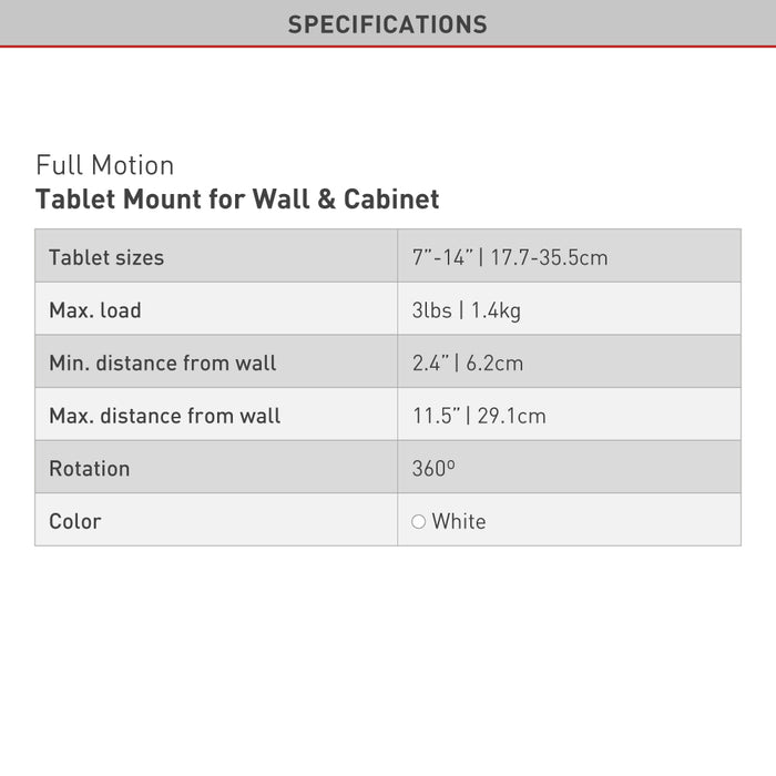 Barkan Mounts Full-Motion Tabletholder 7 til 14 tommer |Universel