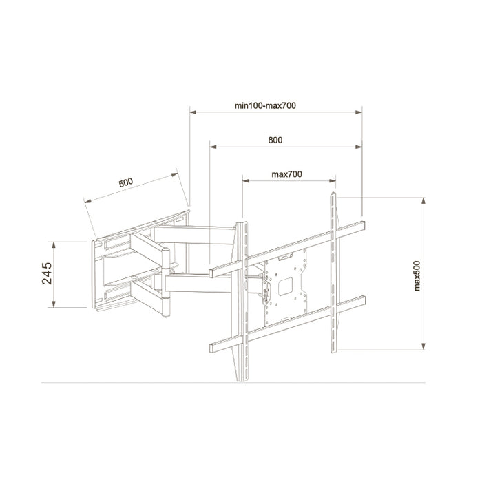 Wolff Mount Heavy Duty TV vægbeslag 47 til 75 tommer | Op til 60 kg bæreevne | VESA 800x500