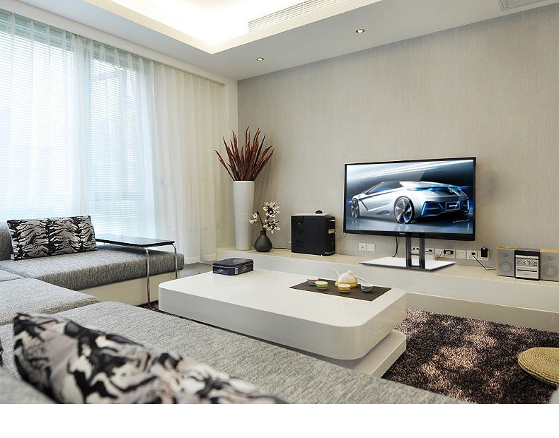 Wolff Mount Låsbart TV-fod |Op til 65 tommer |Universelt |VESA 600x400 |Sort tung glasplade