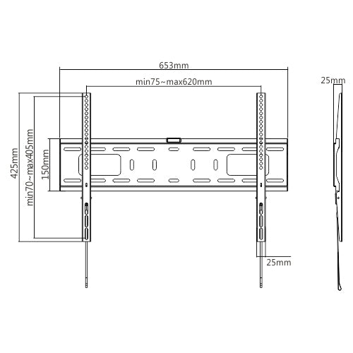 Wolff Mount Robust TV-beslag |37-90 tommer |VESA 600x400 |Universel |10 års garanti
