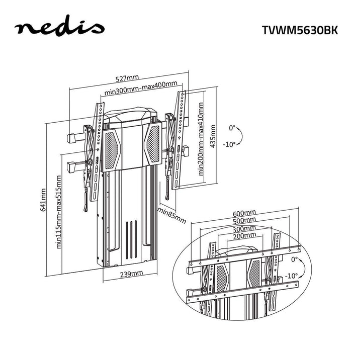 TV Vægbeslag | Vertikalt | 37 - 60" | Max. 20 kg | 0° ~ -10° tilt-vinkel