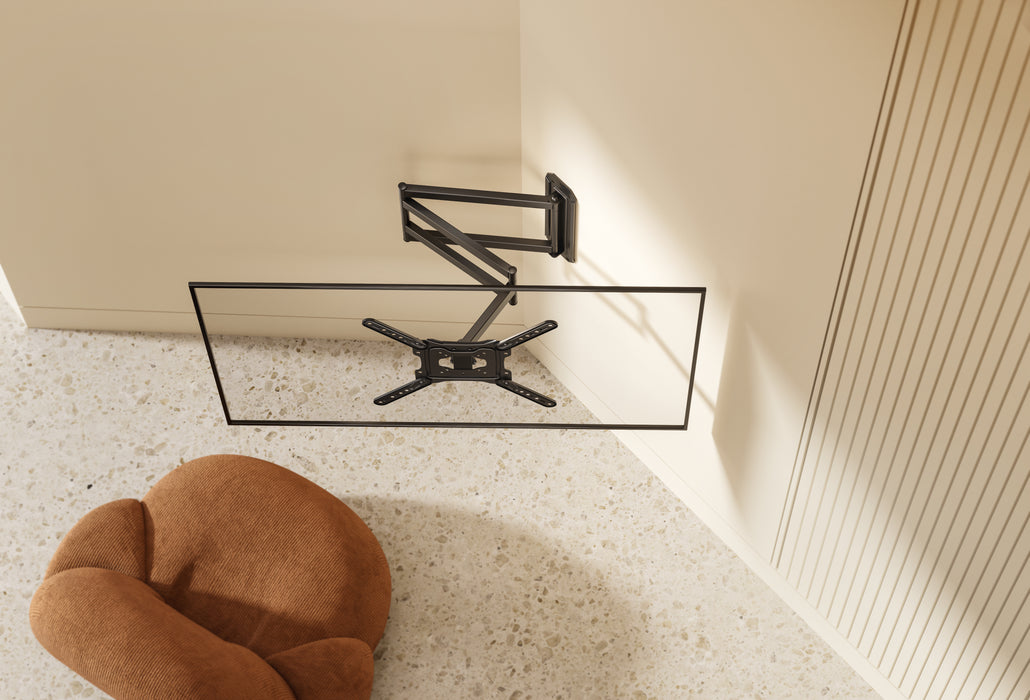Wolff Mount Ekstra lang fuldbevægelses TV-vægbeslag op til 65 tommer | op til 95 cm fra væggen! | Universel | VESA 400x400