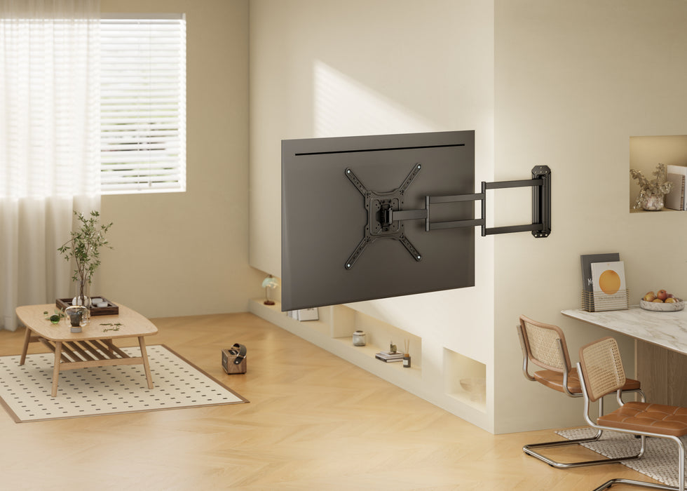 Wolff Mount Ekstra lang fuldbevægelses TV-vægbeslag op til 65 tommer | op til 95 cm fra væggen! | Universel | VESA 400x400
