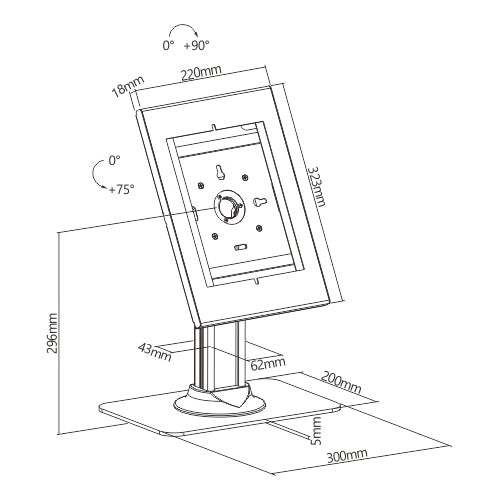 Wolff Mount TVB-138 Tablet Desk Standaard – Tyverisikret kiosk til iPad og Samsung tablets