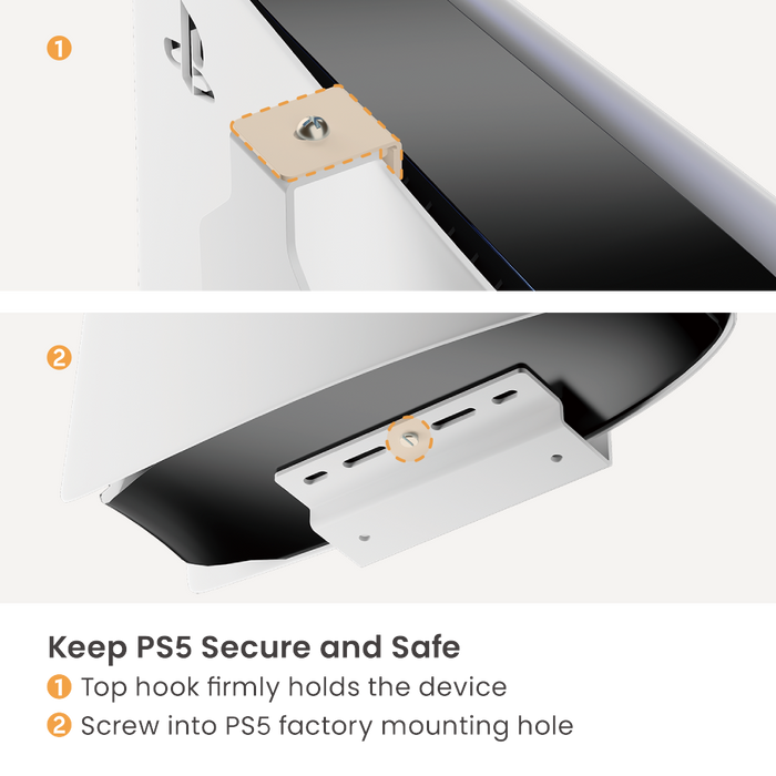 Wolff Mount PS5 Holder – Vægbeslag til PlayStation 5 og Styreenheder – Hvid