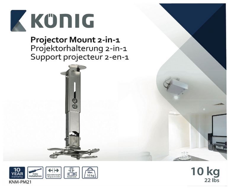 Projektorbeslag 2-i-1 sølv