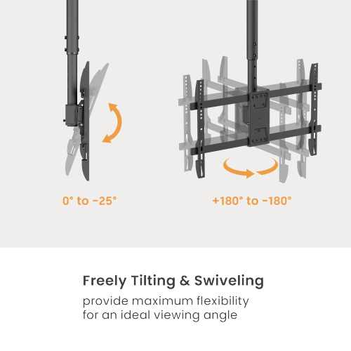 Wolff Mount Universel TV-loftbeslag – 32 til 55 tommer – Drejeligt og vipbart – Også til skråt loft