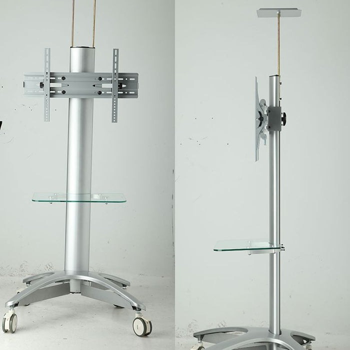 Wolff Mount Tv gulvstand mobil |Op til 65 tommer |Sølv |Højdejusterbar |Universel |VESA 600x400